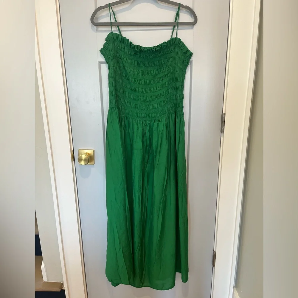 H&M Smocked-Bodice Strappy Green Dress - Picture 3 of 7
